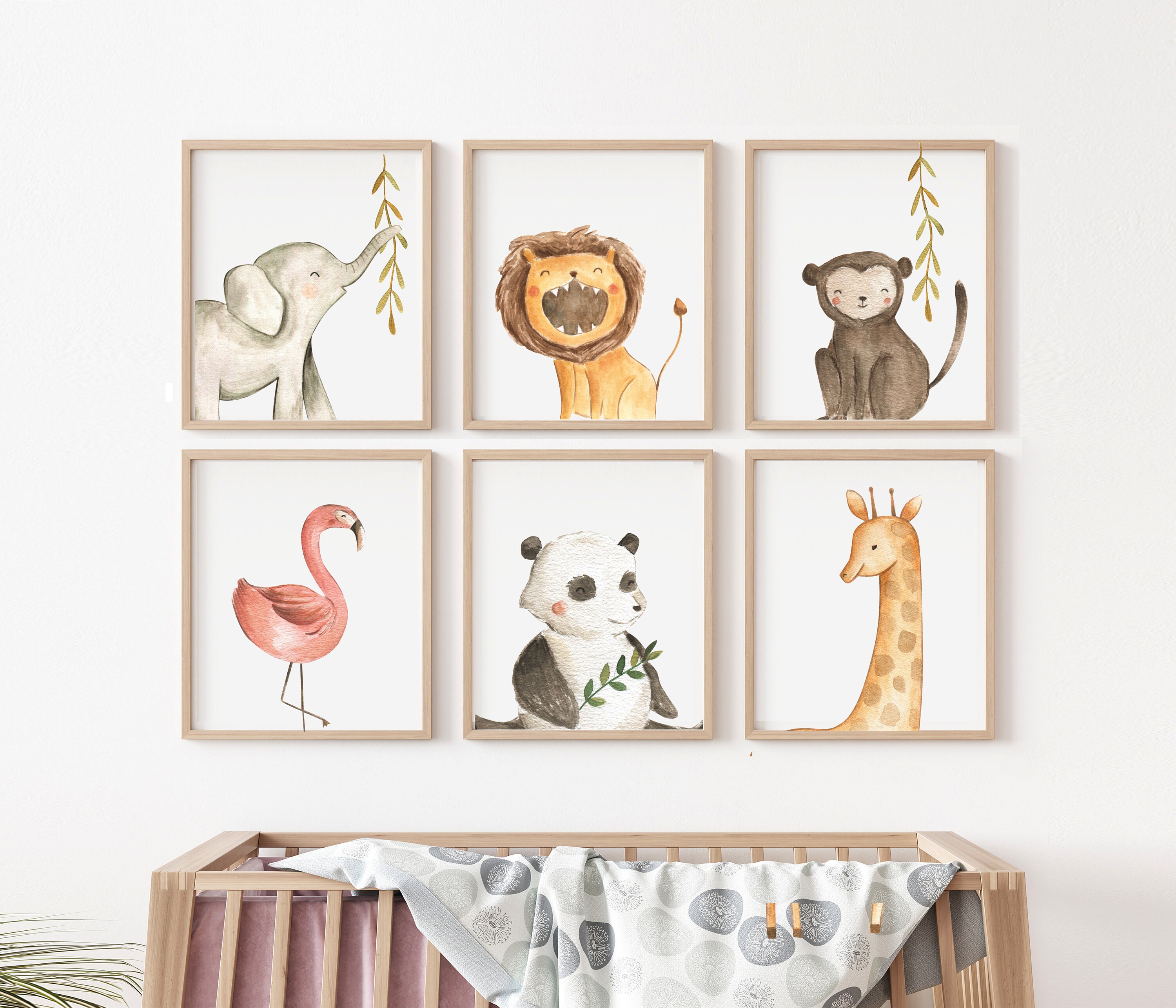 Baby Animals Nursery Art Prints: Watercolor Portrait Set of 6 (digital ...