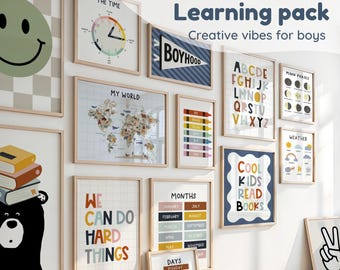100+ Educational Posters DIGITAL DOWNLOAD, Toddler Learning prints, ABC, numbers, classroom, Playroom Printable