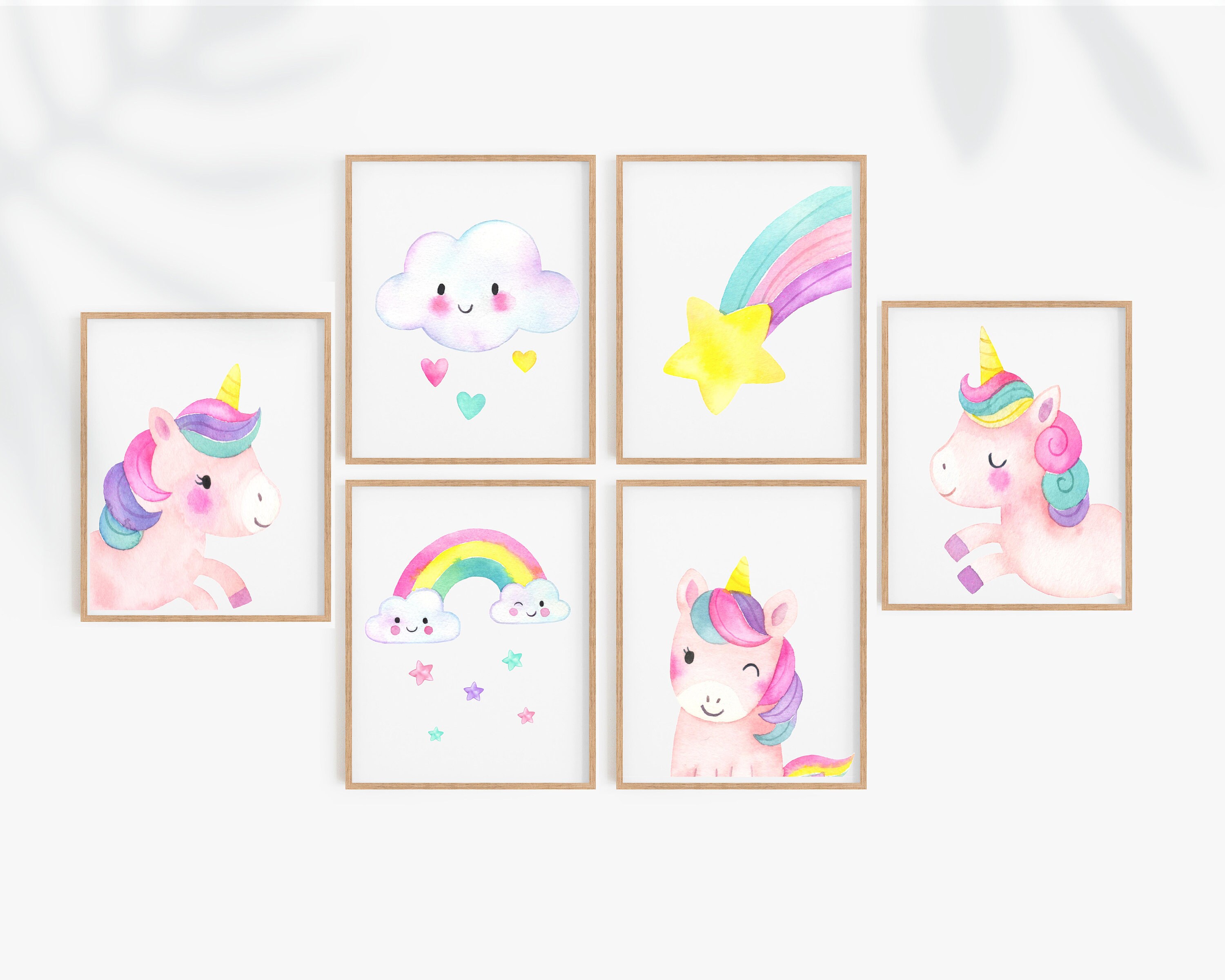 unicorn print unicorn printable unicorn print set of 6 cute etsy