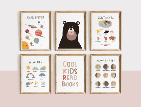 Neutral Kids Learning Prints: Solar System, Weather, Moon Phases (Digital Prints)