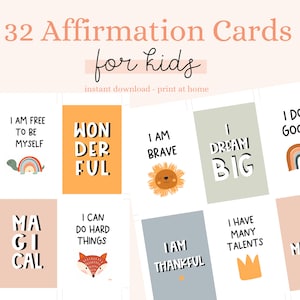 32 affirmation cards, positive cards, daily cards, affirmation cards for kids, learning cards,Positive Thought, affirmation for Kids,Quotes