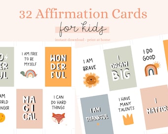 32 Positive Affirmation Cards for Kids (Printable) learning printable resources