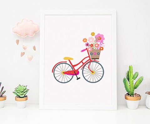 Bicycle Wall Art Bicycle Art Floral Bicycle Print - Etsy