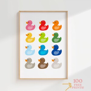 Stampa di un'anatra colorata, decorazione per la cameretta dei bambini (download digitale) immagine 5