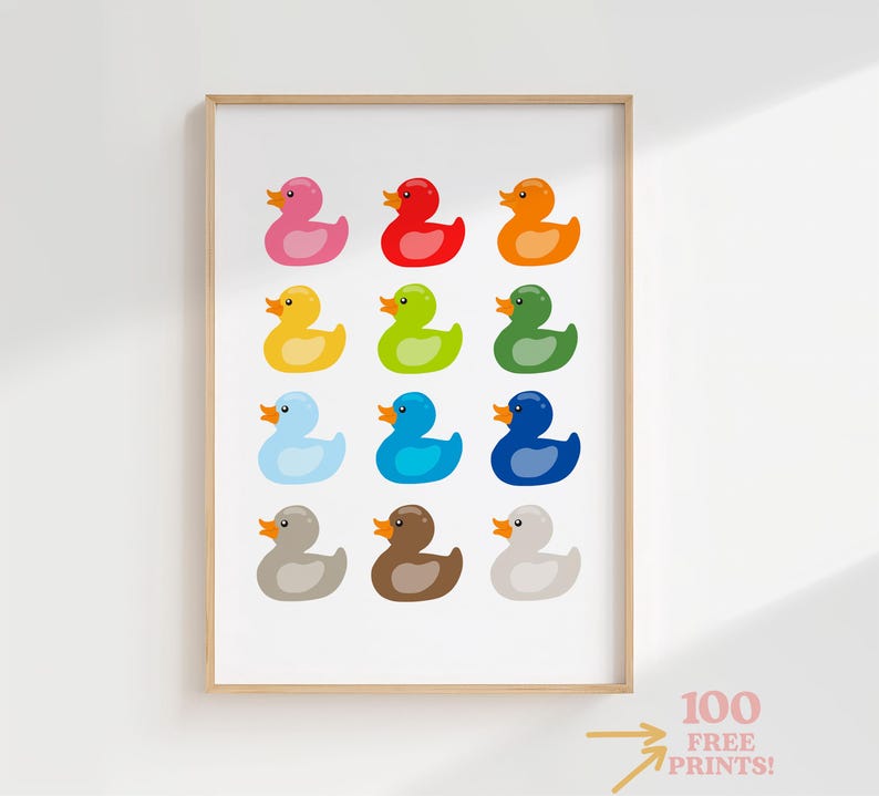 Stampa di un'anatra colorata, decorazione per la cameretta dei bambini (download digitale) immagine 5