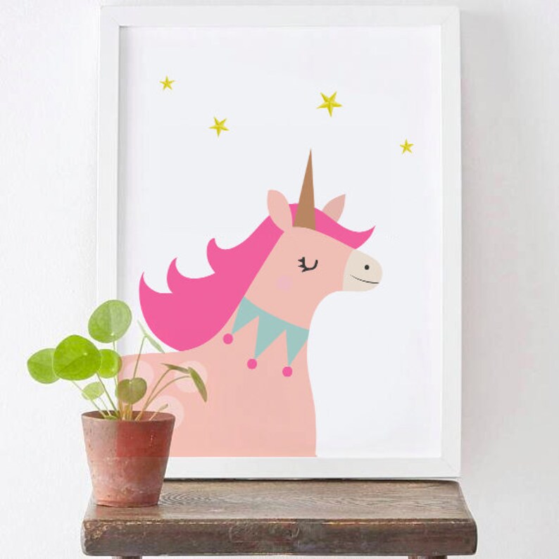 Unicorn Printable Pink Unicorn Wall Art Girls Room Decor Etsy Singapore