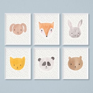 Gender neutral nursery art, SEt of 3, Baby shower gift Nursery art set Nursery prints Nursery posters Woodland animals wall art image 1