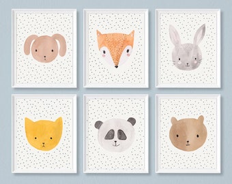 Gender neutral nursery art, SEt of 3,  Baby shower gift - Nursery art set - Nursery prints - Nursery posters - Woodland animals - wall art