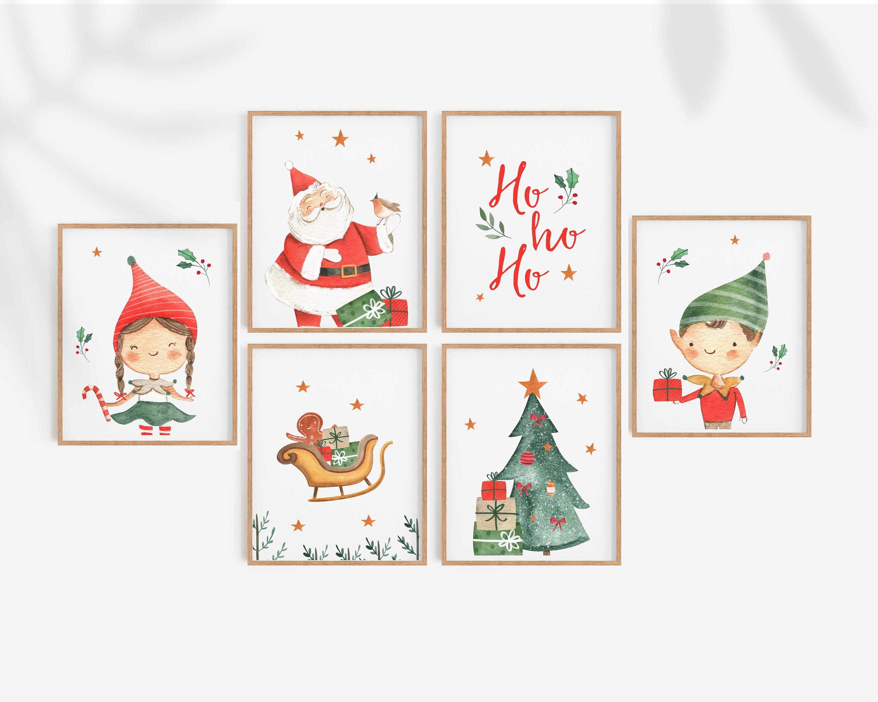 Christmas Wall Printables SET OF 6 HOHOHO Print Christmas - Etsy Australia