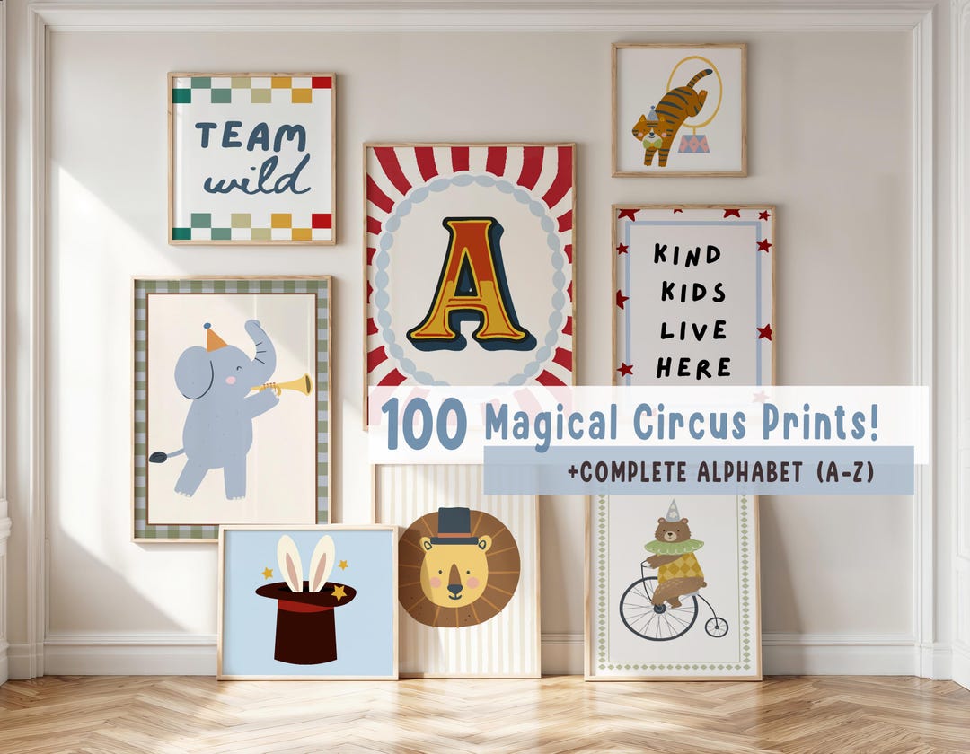 100 Circus Animal Nursery Prints: Playroom Wall Art (digital Download ...