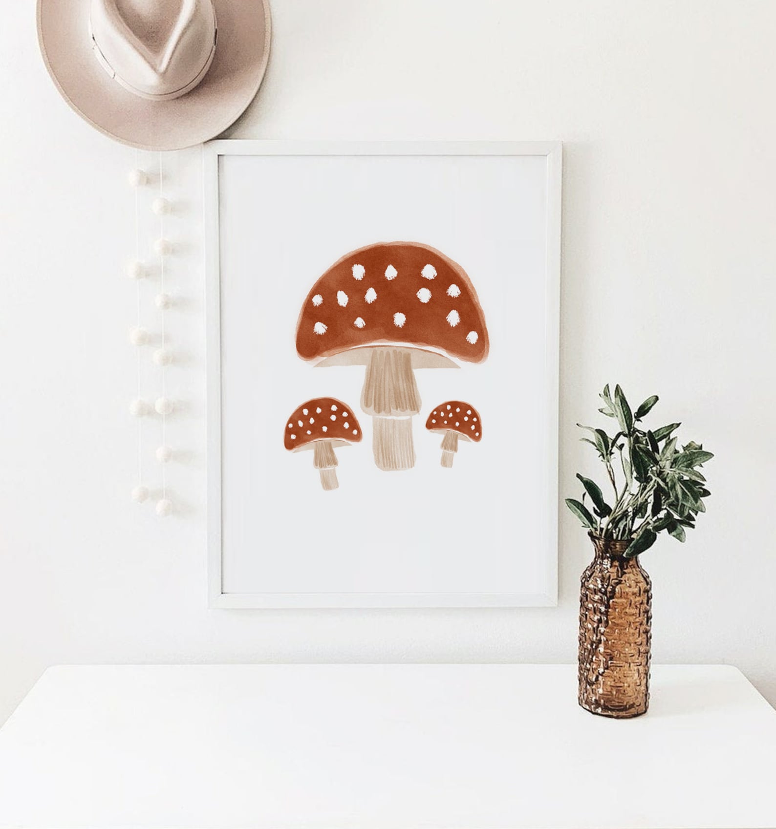 Mushroom Print Nursery Art Woodland Wall Decor Nursery Wall Etsy