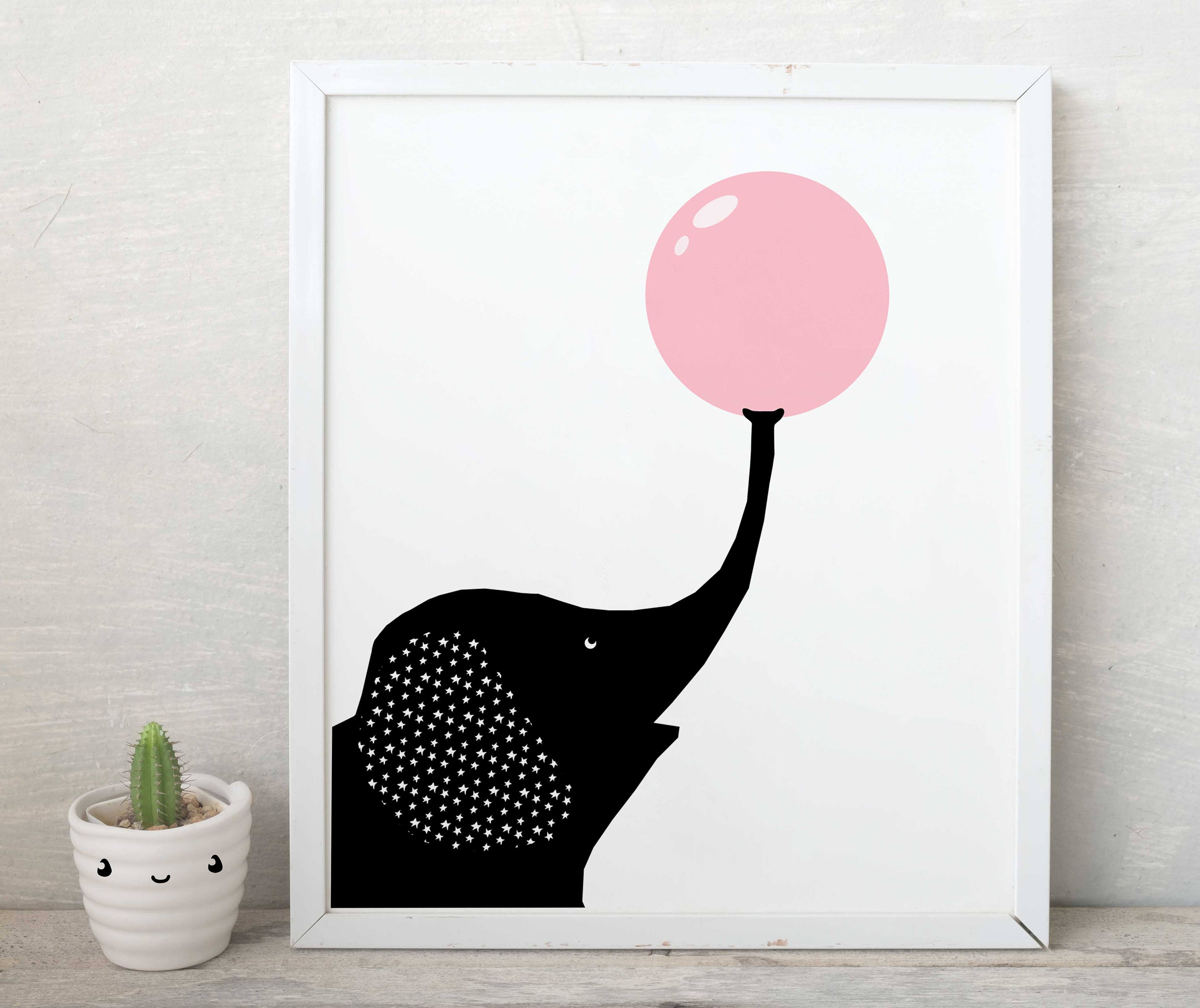 Elephant bubble gum Elephant PrintModern Nursery Art Etsy