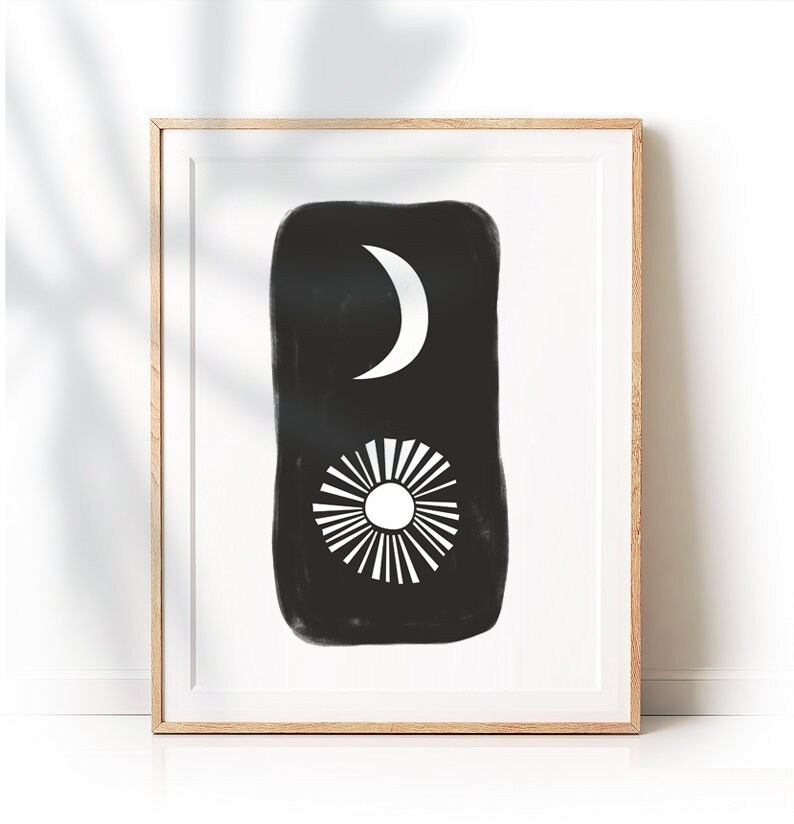 Large Printable Art SUN AND MOON Modern Wall Decor Print Etsy