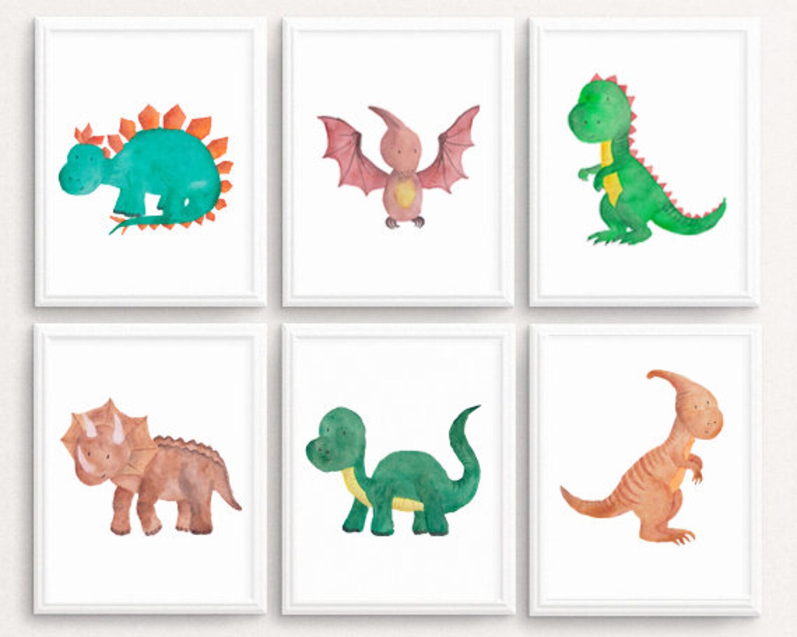 Dinosaur wall art SET OF 6 Dinosaur Print Dinosaur printable | Etsy