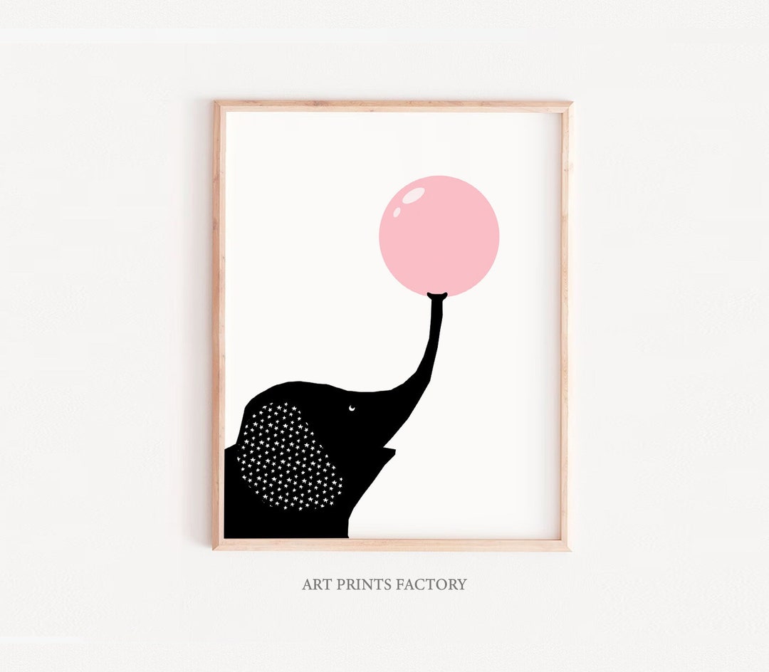 Trendy Kids Print Elephant Bubble Gum Elephant Printmodern Etsy