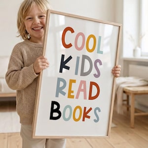 COOL kids read books, read Quote Sign, Book Lover Gift, Kids Wall Decor, Playroom Reading book, Classroom Printable,School Decor,read corner image 10