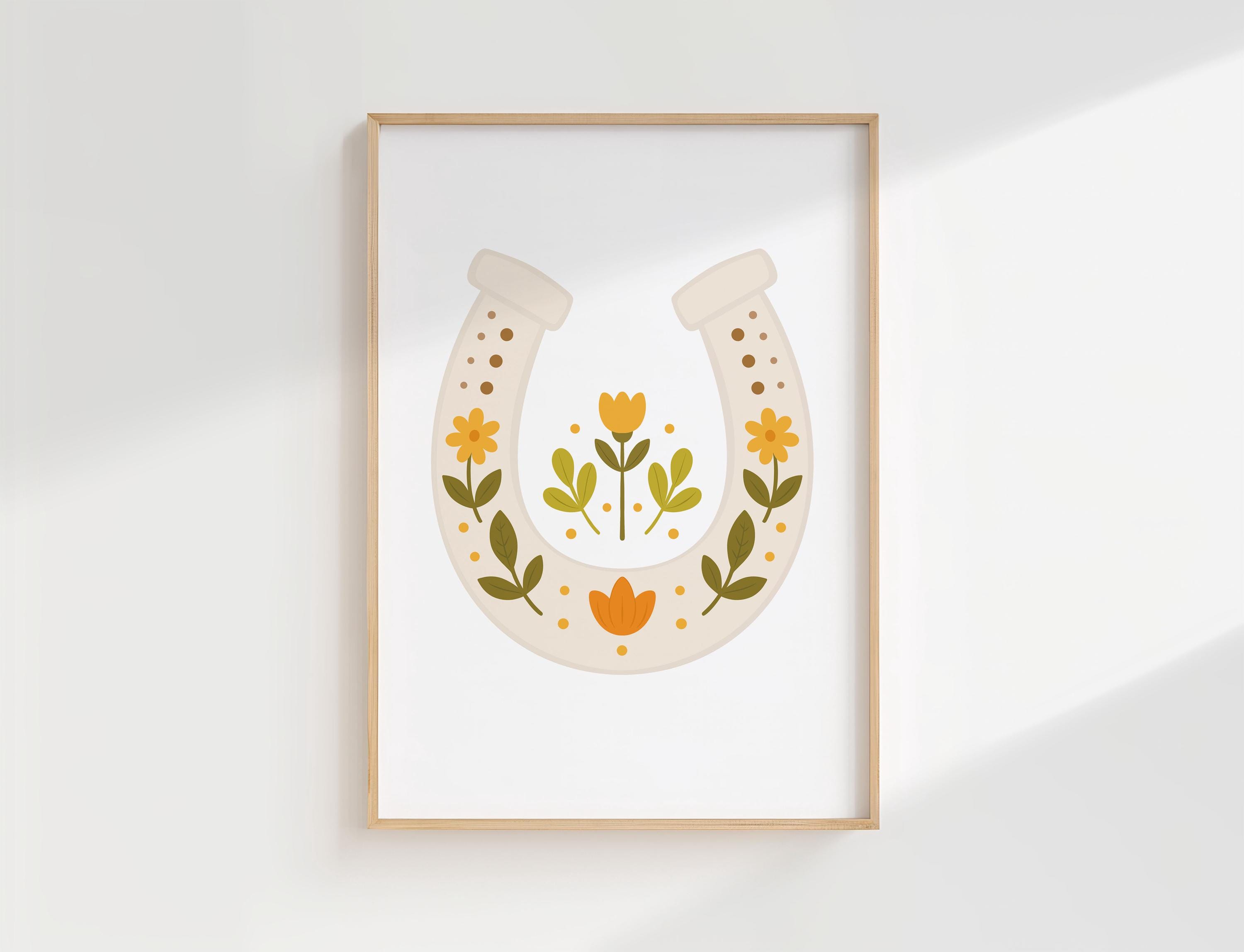 Floral Horse Nursery Prints, Boho Girls Room Decor (digital