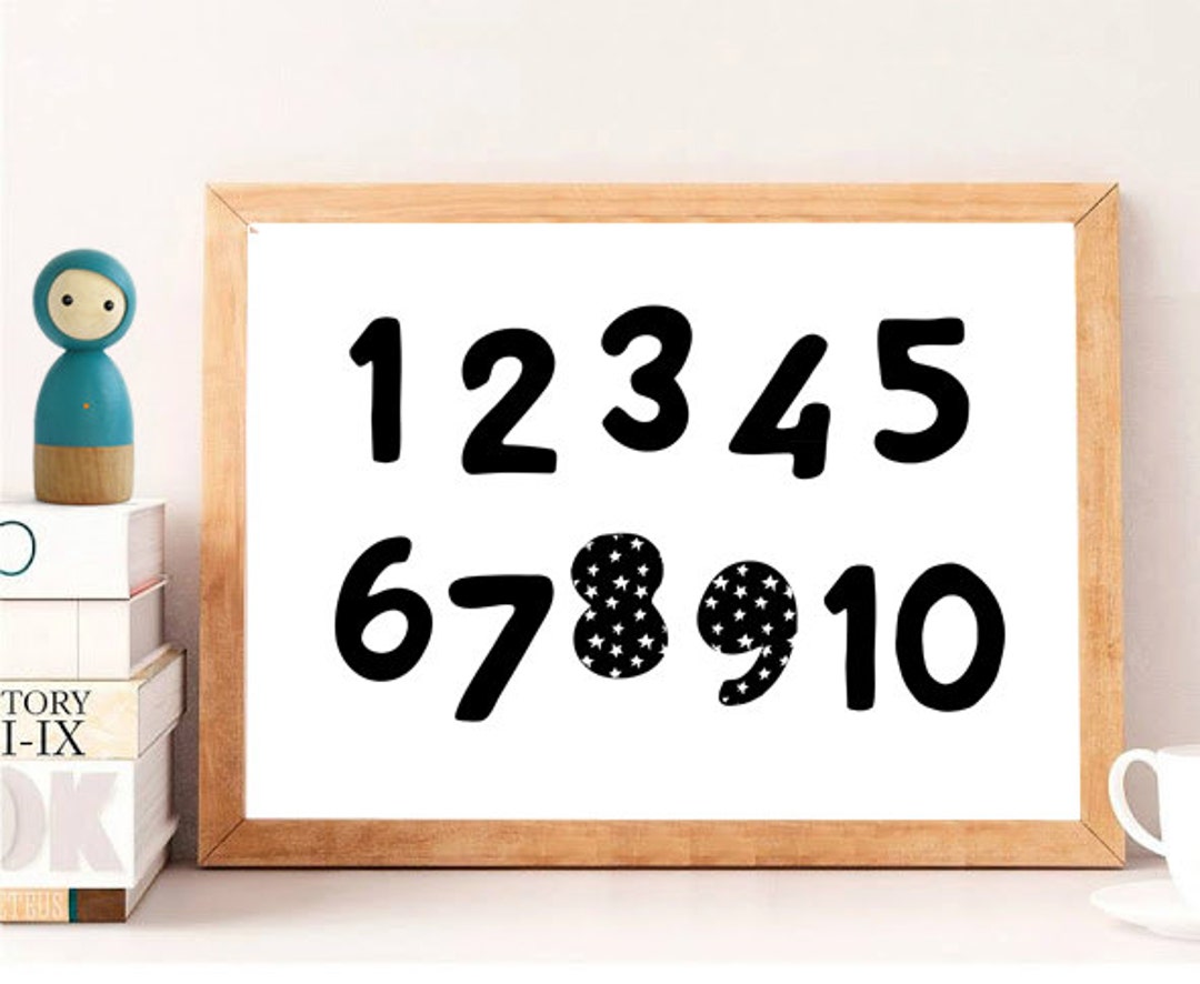 Wall Art Numbers Black White Numbers Nursery Wall Art Etsy