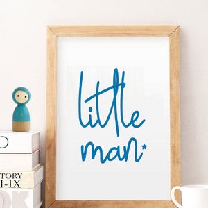 Boys Wall Art, Baby Boy Nursery, 50% SALE, Nursery Decor Boy, blue Nursery Theme, little man Print, Personalized Nursery,color Letter Art image 2