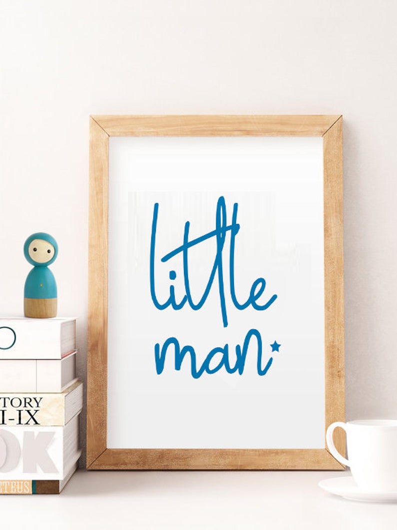 Boys Wall Art, Baby Boy Nursery, 50% SALE, Nursery Decor Boy, blue Nursery Theme, little man Print, Personalized Nursery,color Letter Art image 2
