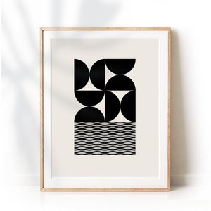 Mid Century Modern Art, Black and White print, Retro Prints, wall Art Print, Mid Century Print, large Poster, Large Wall Art, geometric art