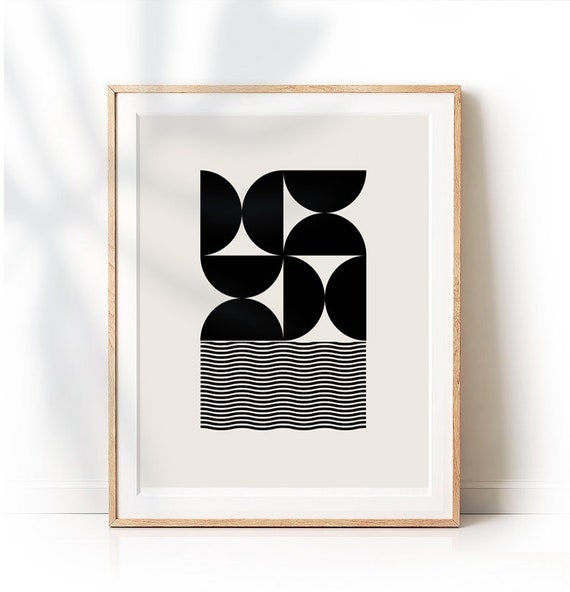Mid Century Modern Art, Black and White Print, Retro Prints