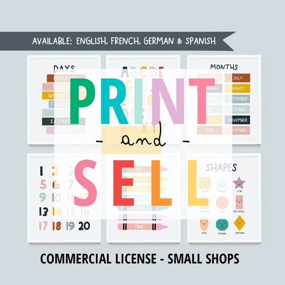 Kids Learning Prints: Commercial License for Small Shops