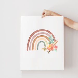 NEUTRAL Rainbow Print, Boho Rainbow Print, Blush Rainbow Print, baby girl gift,Rainbow Printable , Vintage Rainbow, Rainbow Nursery, floral image 3