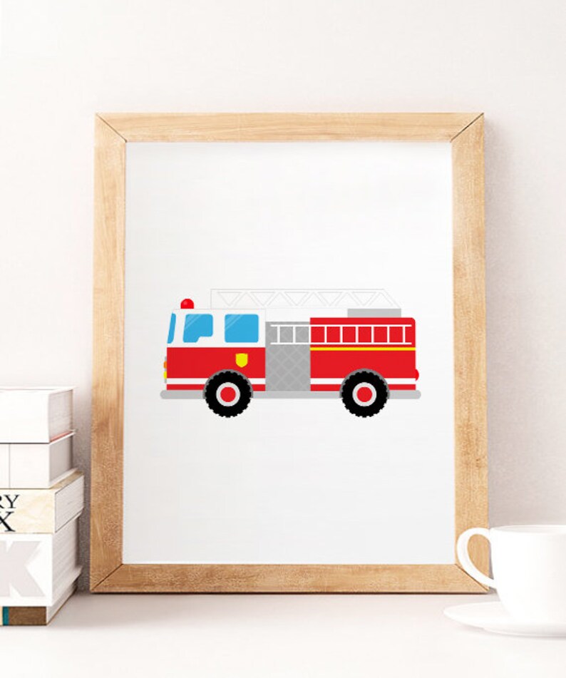 Fire truck art firetruck artfiretruck boy nursery art | Etsy