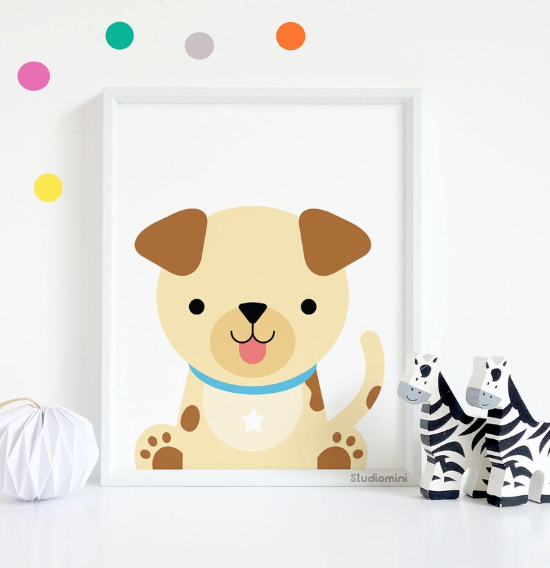 Colorful Dog Wall Print Nursery Animal Dog Print Dogs Wall Etsy