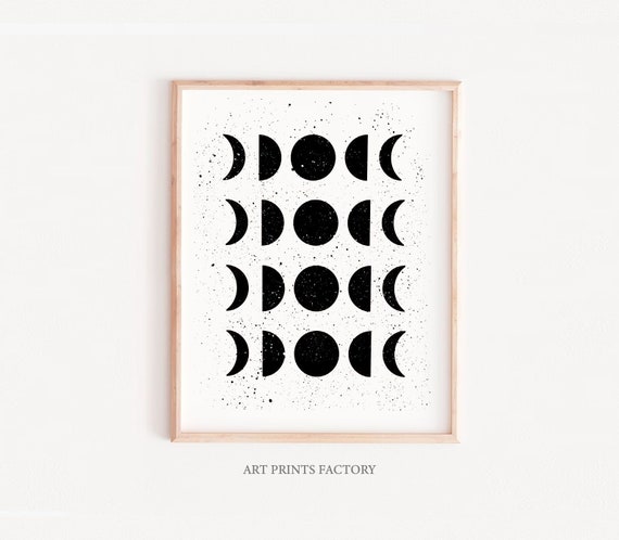 Moon Phases Print: Modern Minimalist Line Art (Digital Download)