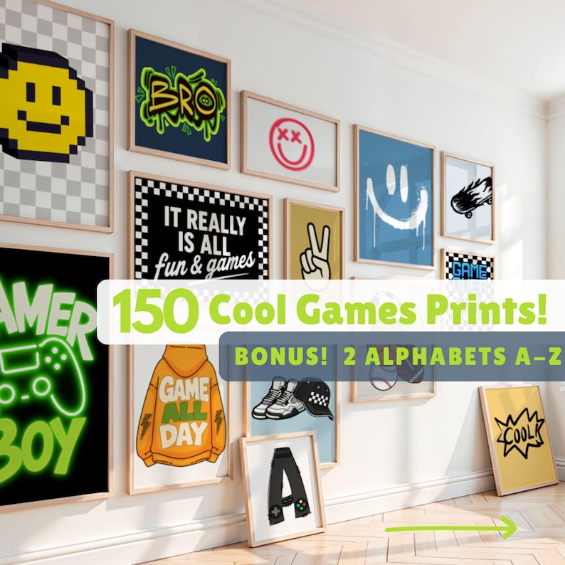 Boys wall art Gaming Wall Art Boys SET OF 150 prints, Teens Bedroom Gamer Prints Digital Download Bundle Set Modern Room Printable Games Neon  Artwork Gaming Wall Art Digital Download Bundle Boys Bedroom Teens Room Gamer Prints Pixel Art Style Neon Controller Artwork Modern Gaming Posters Printable Home Gallery Instant Access High Resolution Files Multiple Sizes Available Streetwear Urban kids prints boys prints
