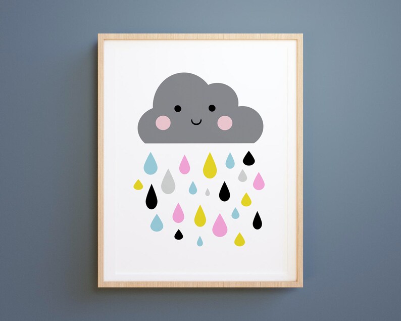 modern kids prints, Neutral Nursery Decor, CLOUD print, PRINTABLE Wall Art, Girl Nursery Print, Kids Room Decor, Pink Nursery, gift image 1