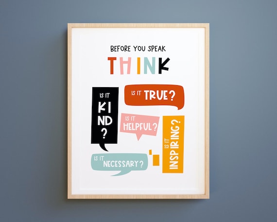 Kids Mindfulness Print: Before You Speak - THINK (Digital Download)