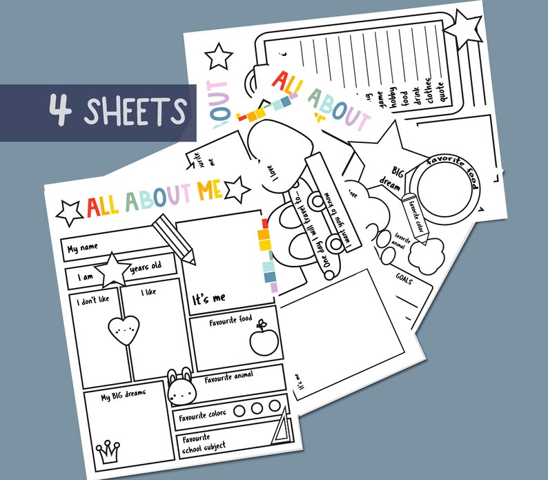 ALL ABOUT ME Sheets For Kids Printable Activity Writing Etsy