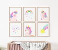 Unicorn Print, Unicorn Printable, Unicorn Print Set of 6, cute Unicorn Print Girls Room, Girls Bedroom, Nursery Wall Art, watercolor prints