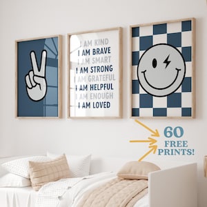 Things to Remember, affirmation for boys, Positive Affirmations Wall Art, Calming Corner, Anxiety Relief, Digital Download Set of 3, smiley