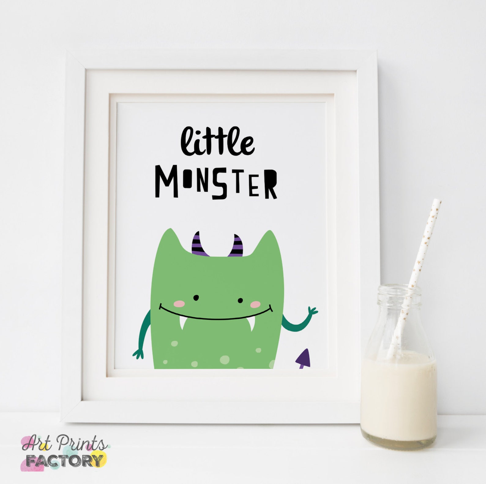 SALE Illustration LITTLE MONSTER Printable Nursery Art - Etsy