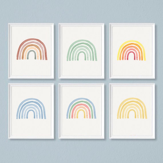 Large Rainbow Wall Art Set, Printable Watercolor Rainbow Nursery Art, Kids  Rainbow Print, Rainbow Wall Decor, 16x20 Inch INSTANT DOWNLOAD 