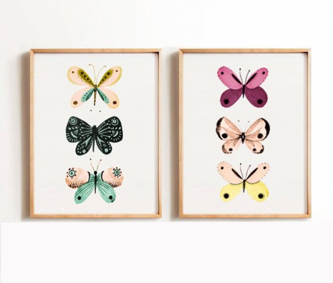 Butterfly Wall Art, Set of 2, Wall Art Prints, Butterfly Art, Living
