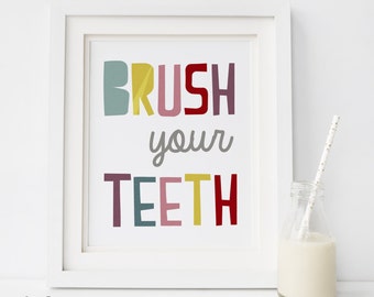 Printable Kids Wall Decor Brush Your Teeth Wash Your Hands - Etsy
