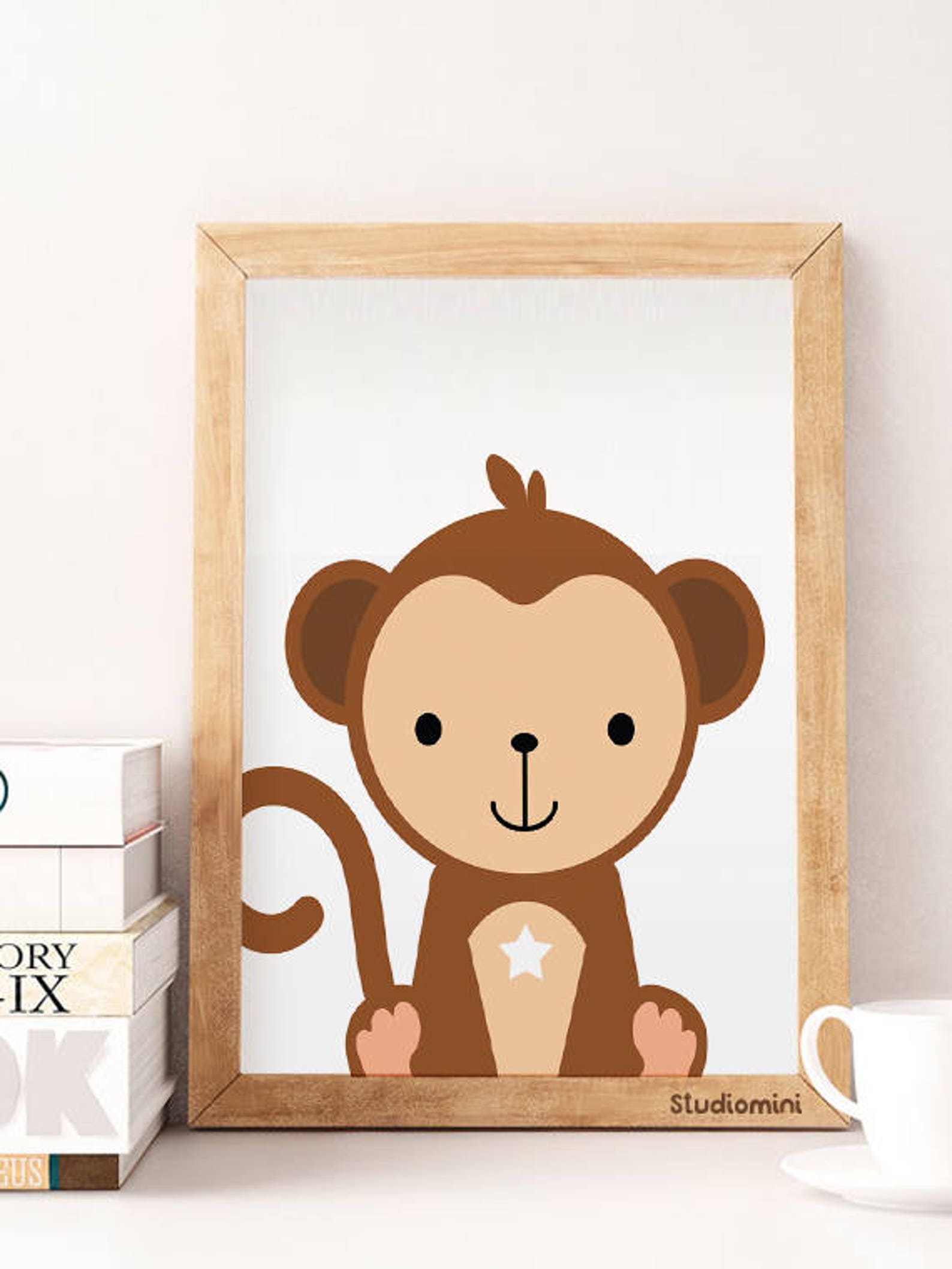 Baby Monkey Print 50 OFF Baby Monkey Wall Art Baby Animal Etsy