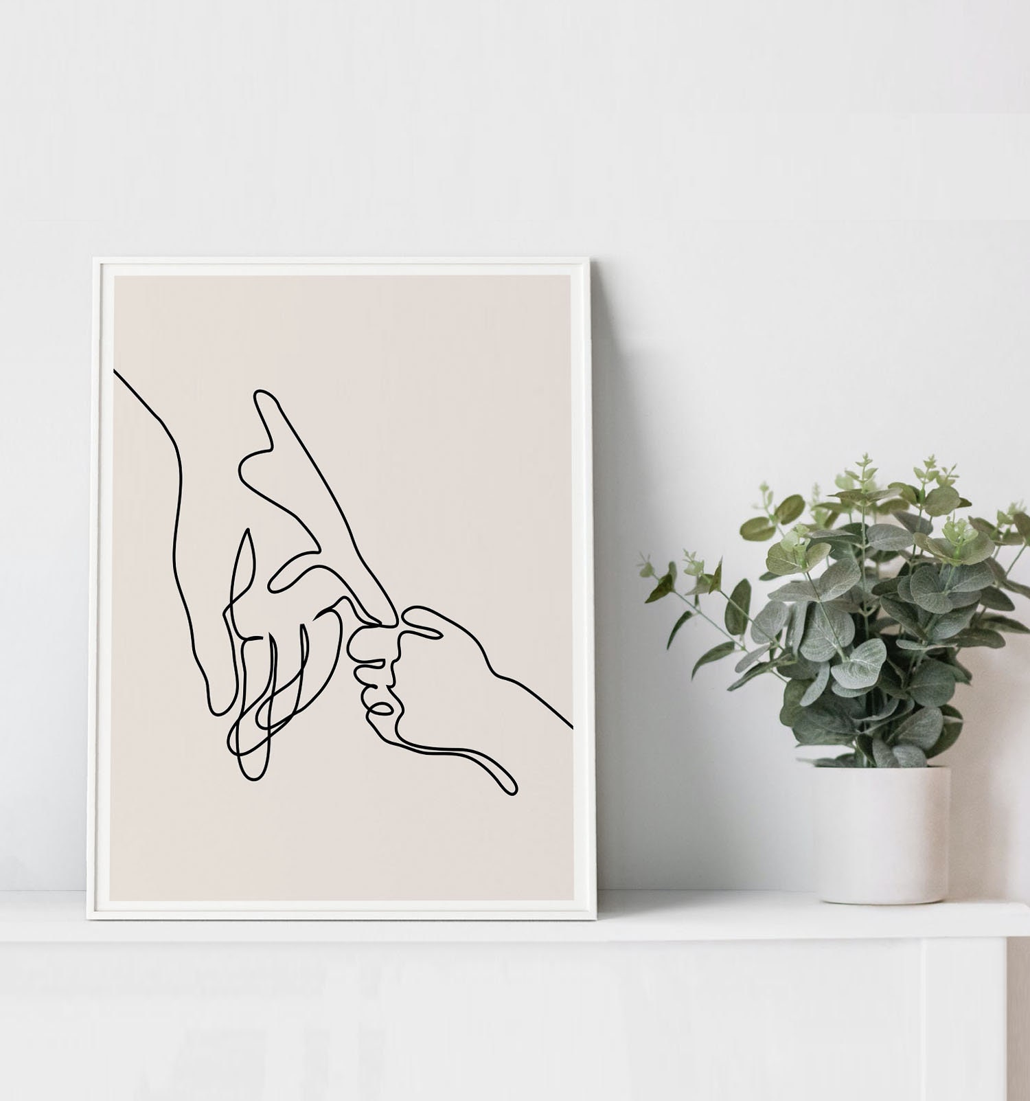 One Line Drawing Poster, Hands one line, Modern Minimalist Wall Art, Continuous Line