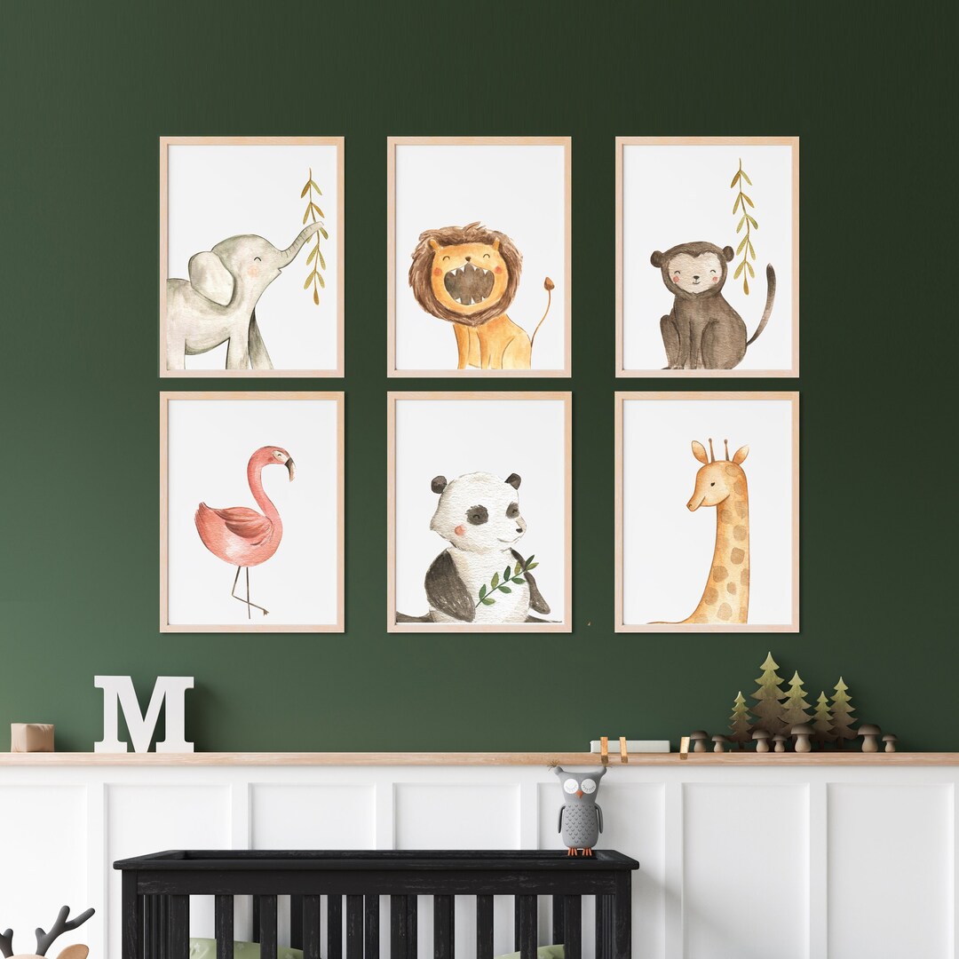 PRINTABLE Baby Animal Prints for Nursery, Set of 6, Wall Art Decor ...