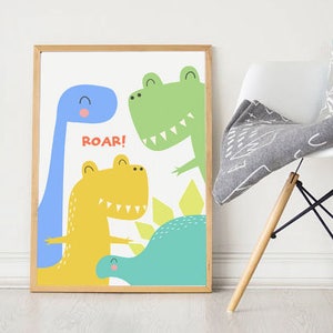 Cartel de dinosaurio imprimible, AMIGOS DE DINOSAURIO, cartel de dinosaurio, habitación para niños, dinosaurio lindo, cartel de T-rex, decoración de dinosaurios, vivero de dinosaurios, amante de los dinosaurios imagen 2