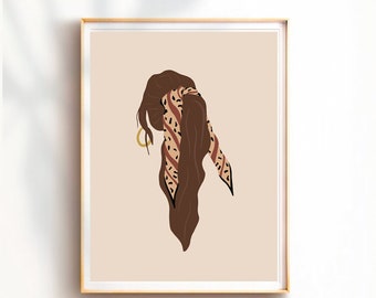 Woman back drawing, Female art print, modern illustration, Printable wall art, Woman silhouette, Hand art, Girl room decor, Minimalist art