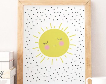 You Are My Sunshine Wall Art, SUN WALL ART,Childrens Nursery Decor, My Only Sunshine, Kids Room Decor, Nursery Wall Art, happy prints