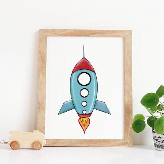Rocket Nursery Spaceship Nursery Print Spaceship Printable - Etsy