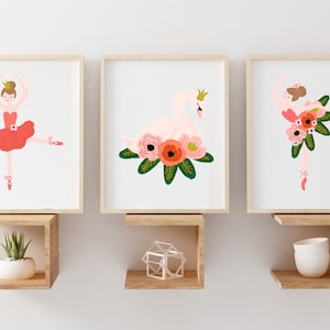 Set of 3 Ballerina, Ballerina Prints, Swan Ballerina Picture, Tutu, Watercolor, Ballerina Art Print, Ballerina Drawing, Ballerina Painting