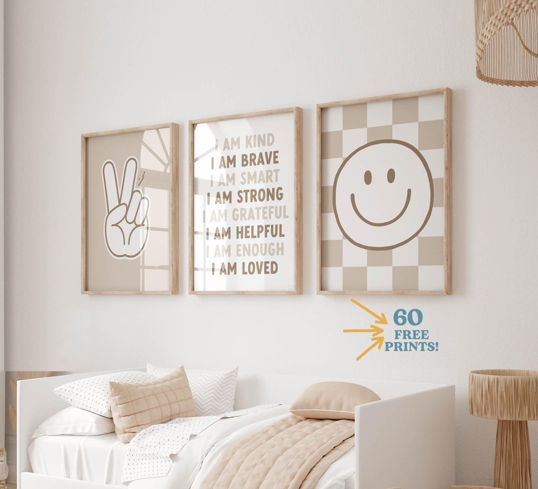 Kids Room Positive Affirmation Print Set: Neutral Nursery Decor ...